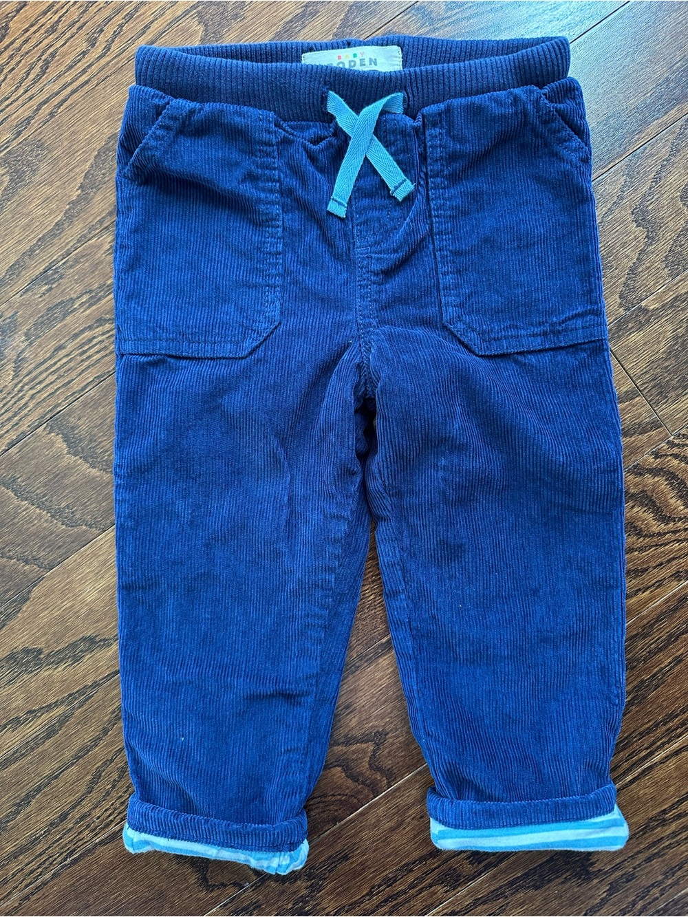Mini Boden Baby / Toddler Navy Corduroy Jogger Pants with Drawstring
